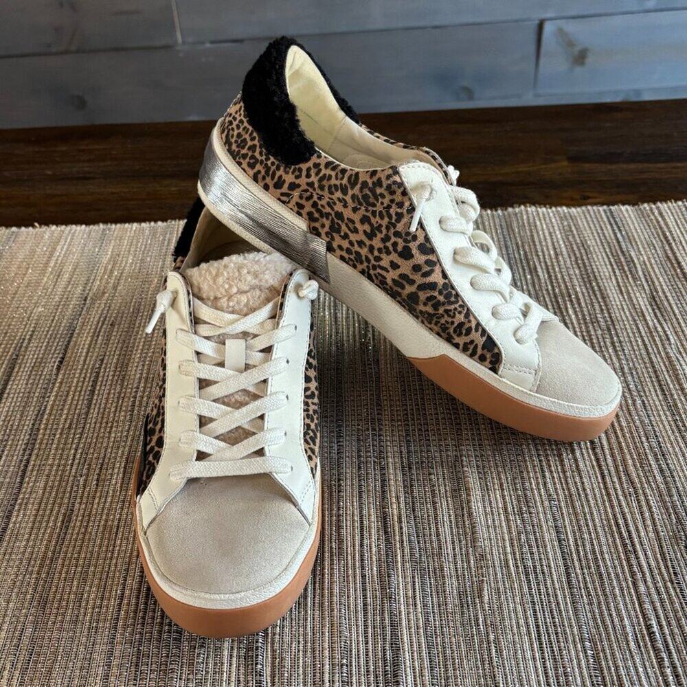 DOLCE VITA | Womens Zina Plush Sneaker Shoes Animal Print Size 8 Leopard